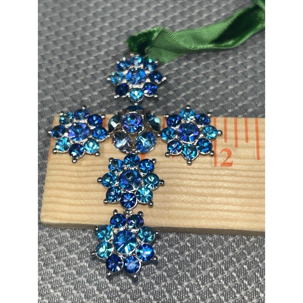 Wenceslaus Crown Ornament‎ Collection Blue Bohemian Crystal Cross Ornament Czech